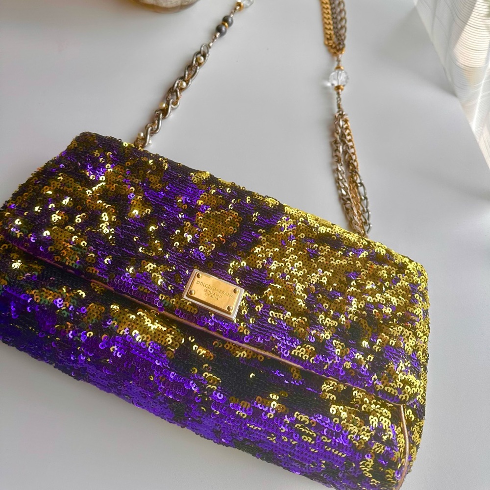 Sequin Dolce and Gabanna Gold and Purple Women's Bag